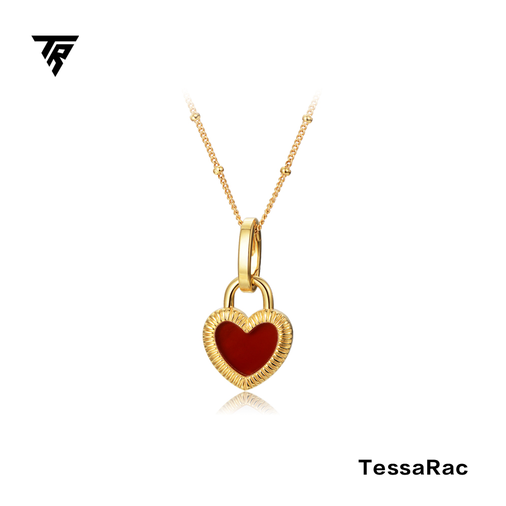 TESSARAC Double-sided mother-of-pearl agate red love pendant TR018