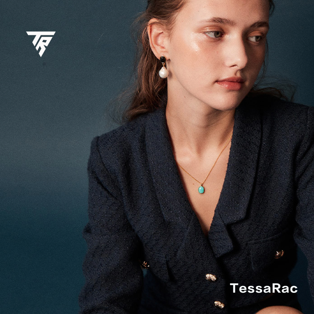 TESSARAC Gemstone 18k gold vintage necklace TR015