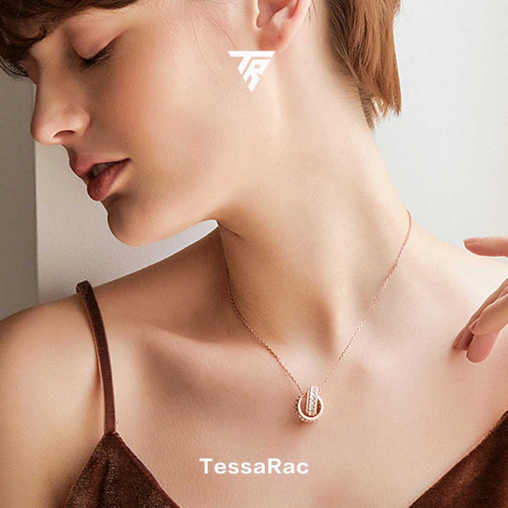 TESSARAC Eternity Double Circle Diamond Necklace TR010