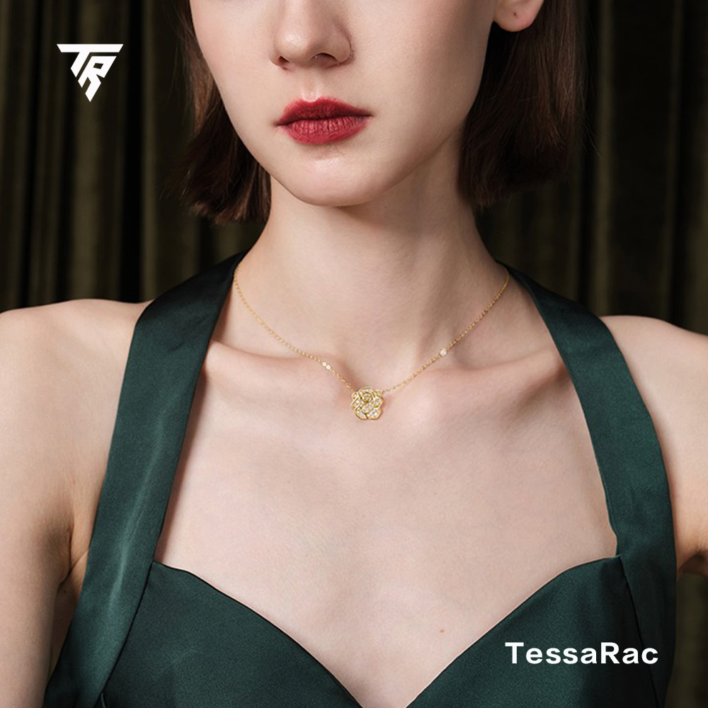TESSARAC Camellia Diamond Necklace Original Design TR007