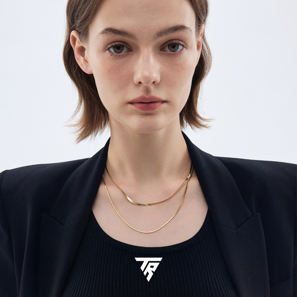 TESSARAC Double layered metal clavicle necklace TR013