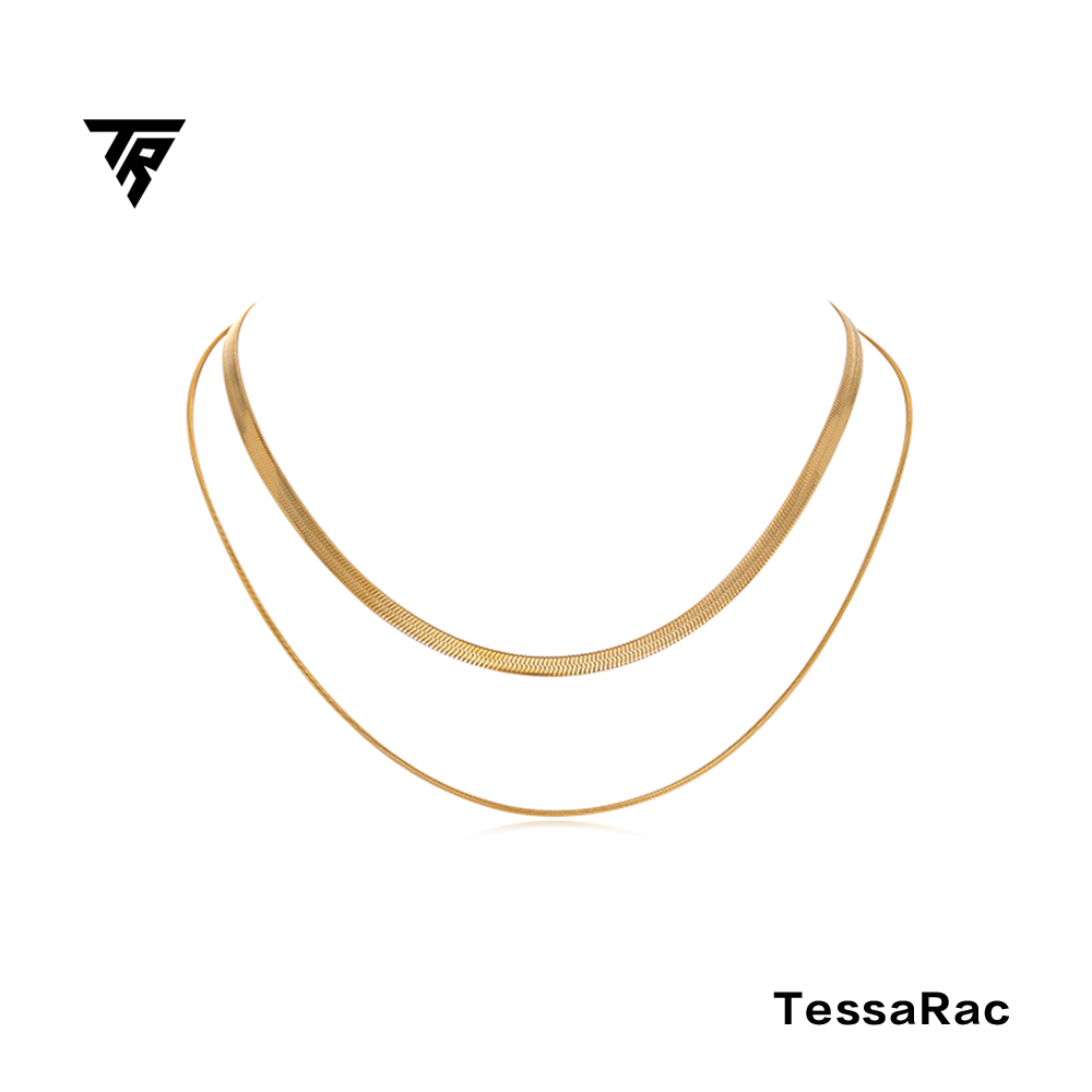 TESSARAC Double layered metal clavicle necklace TR013