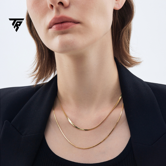 TESSARAC Double layered metal clavicle necklace TR013